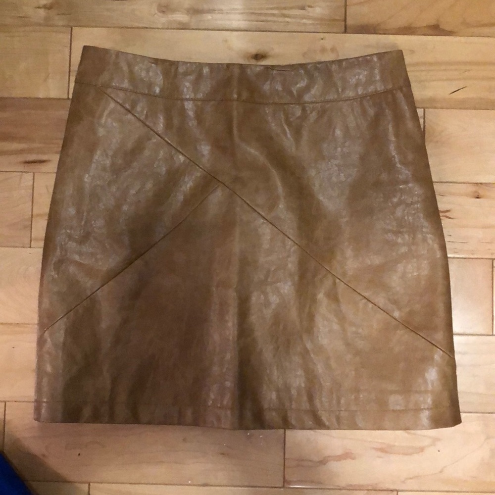 Tan leather skirt
